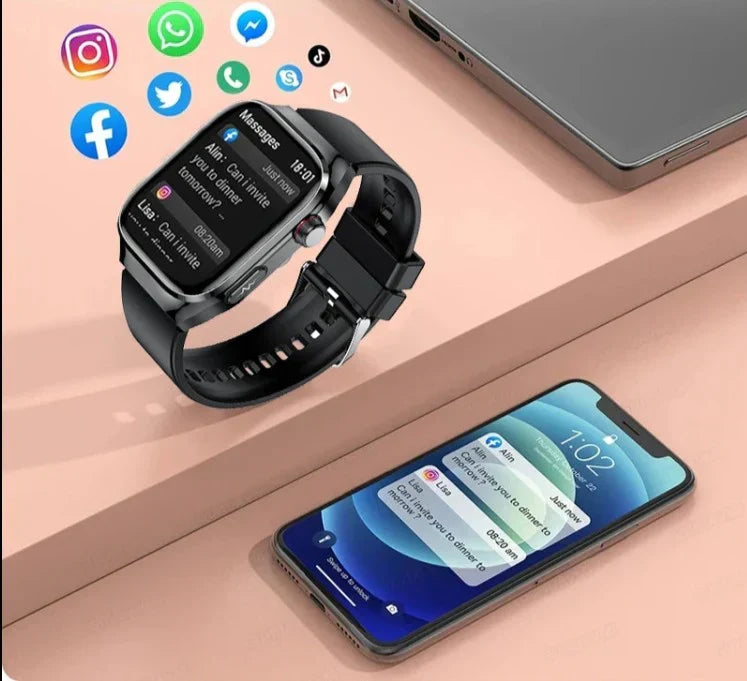 Unisex Smartwatch met ECG Gezondheidsmonitoring Bluetooth AMOLED Scherm