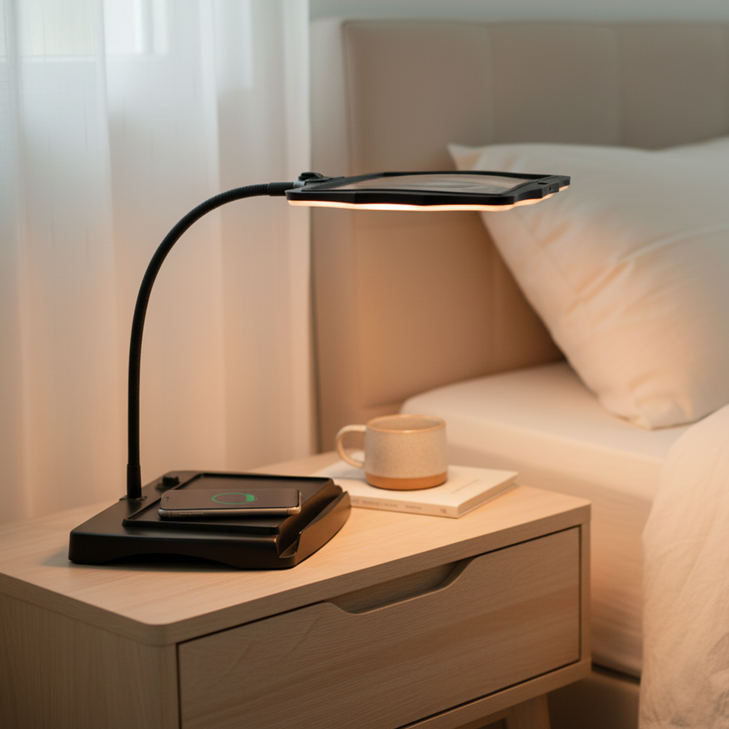 HANDWERK LUX – Vloerlamp met 3-voudige loep voor nauwkeurig werk