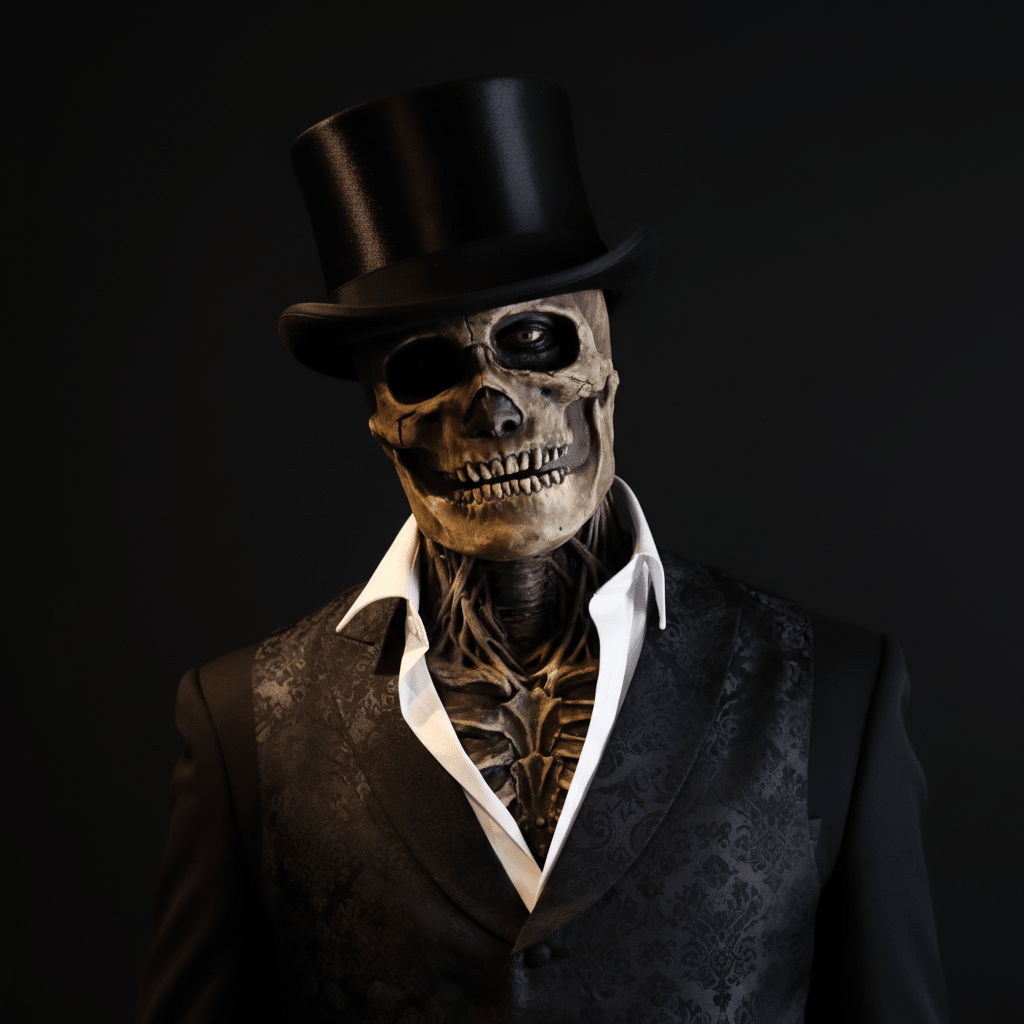 GRAVEFACE – Realistische skelettenmasker met hoed voor ultieme Halloween-kostuum