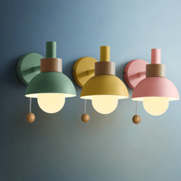Wandlamp met Trekketting Moderne Houten Accent Sconces