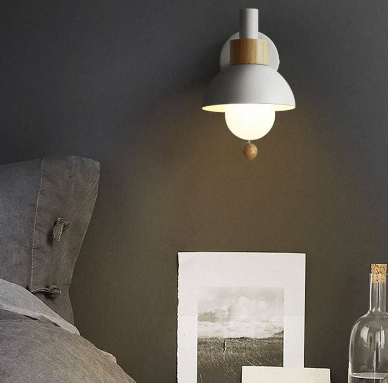 Wandlamp met Trekketting Moderne Houten Accent Sconces