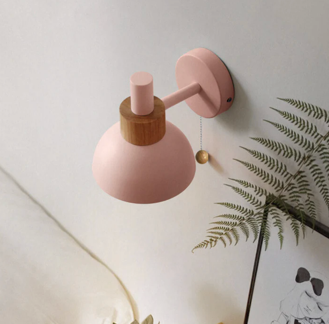 Wandlamp met Trekketting Moderne Houten Accent Sconces