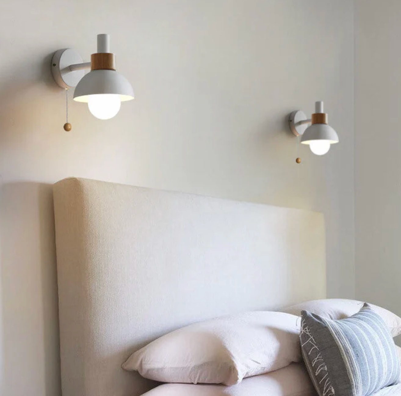 Wandlamp met Trekketting Moderne Houten Accent Sconces