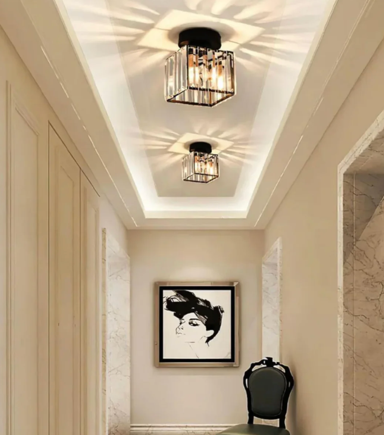 Moderne Kristallen Plafondlamp Glam Flush Mount Glazen Lamp