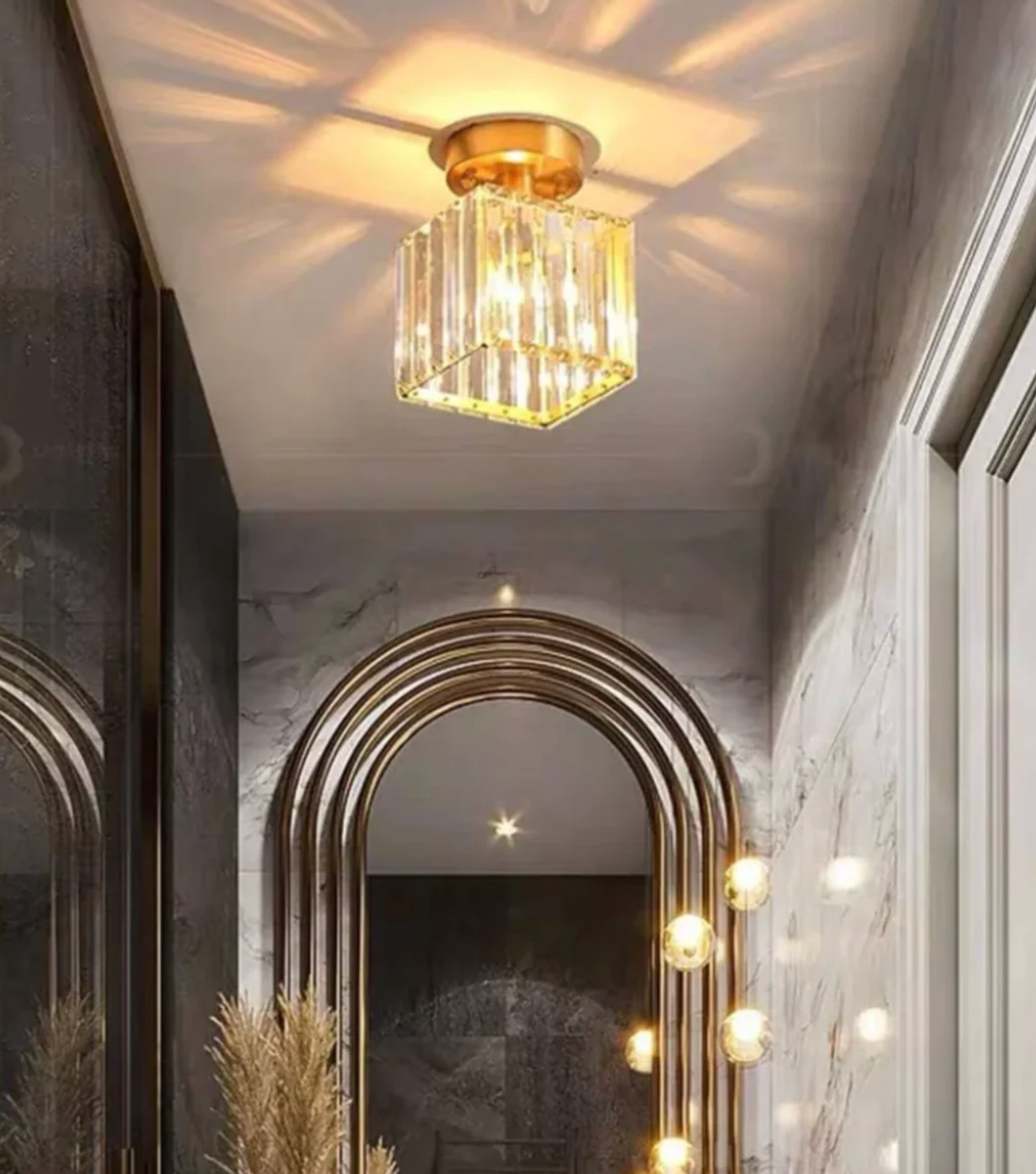Moderne Kristallen Plafondlamp Glam Flush Mount Glazen Lamp