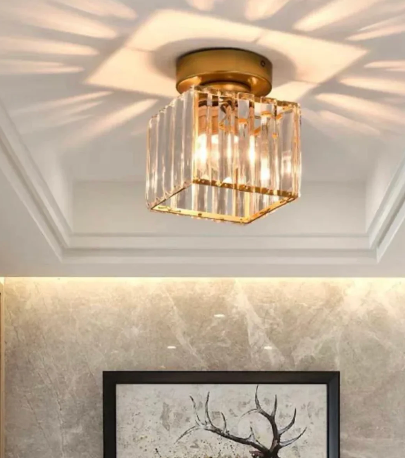 Moderne Kristallen Plafondlamp Glam Flush Mount Glazen Lamp