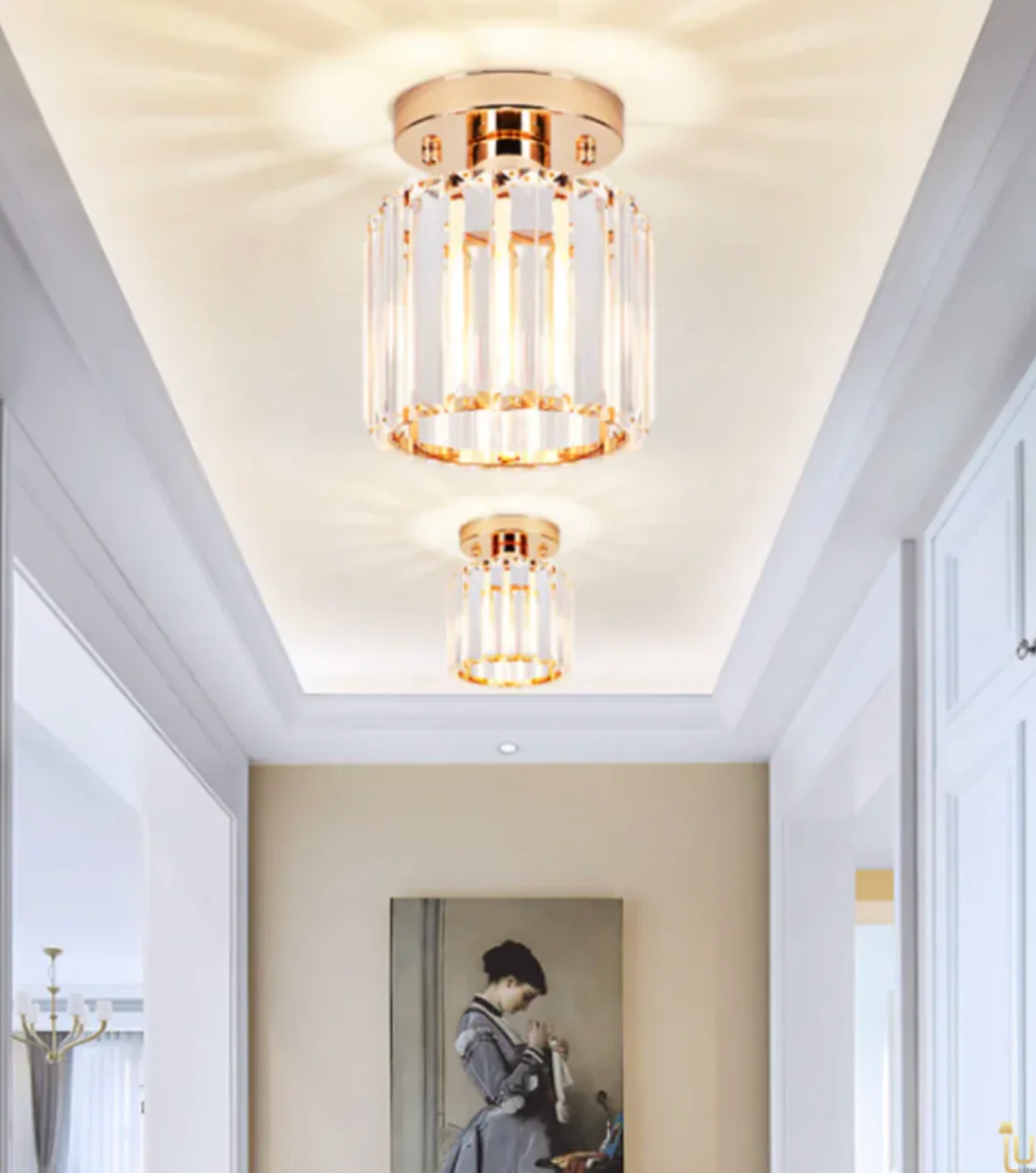 Moderne Kristallen Plafondlamp Glam Flush Mount Glazen Lamp