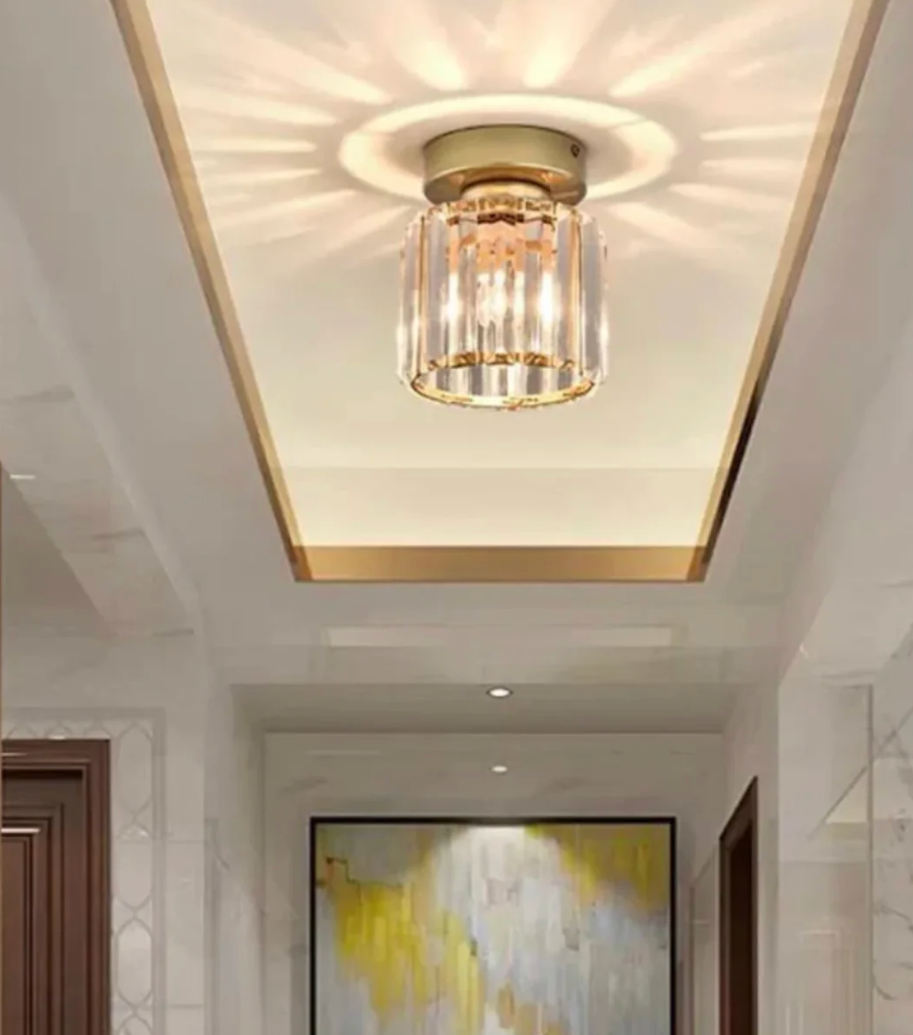 Moderne Kristallen Plafondlamp Glam Flush Mount Glazen Lamp