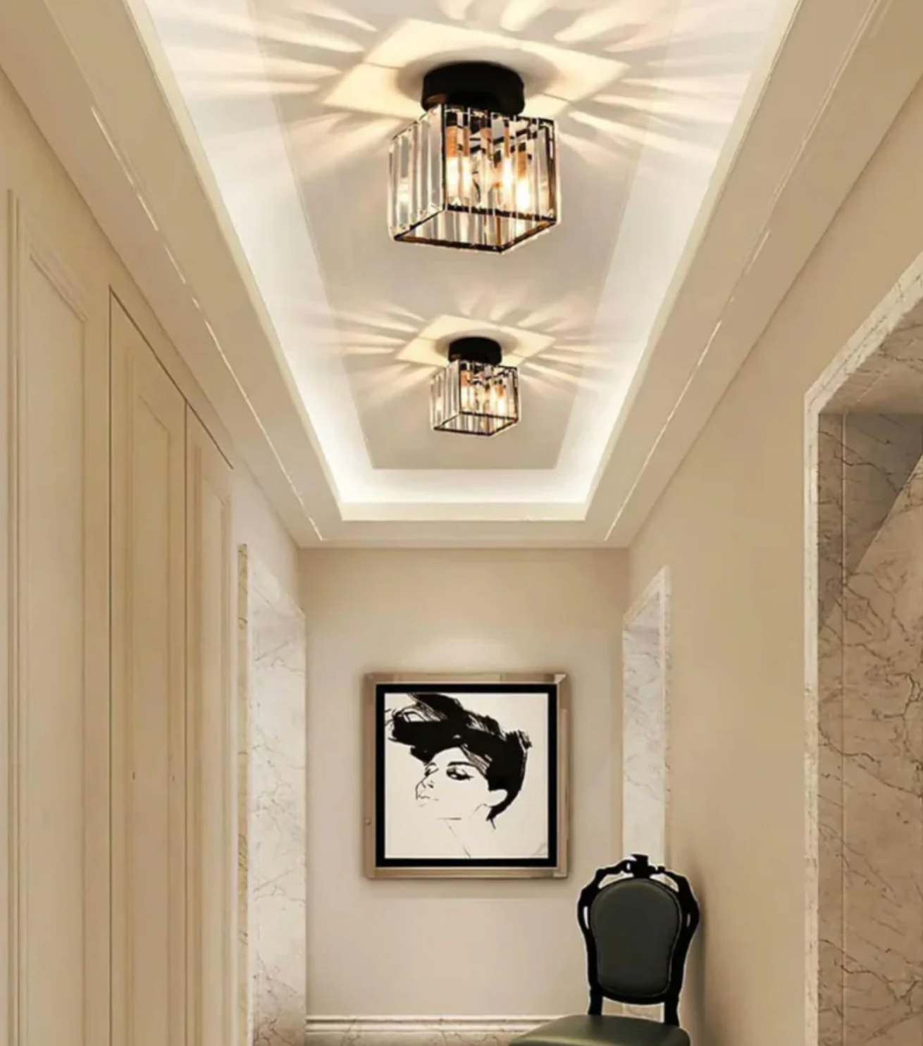 Moderne Kristallen Plafondlamp Glam Flush Mount Glazen Lamp