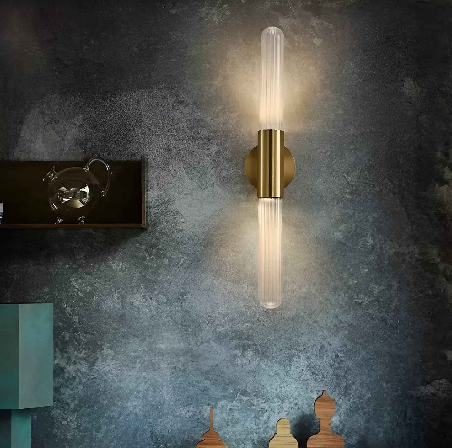 Noordse Watergolven Glas Messing Wandlamp LED 1-Licht