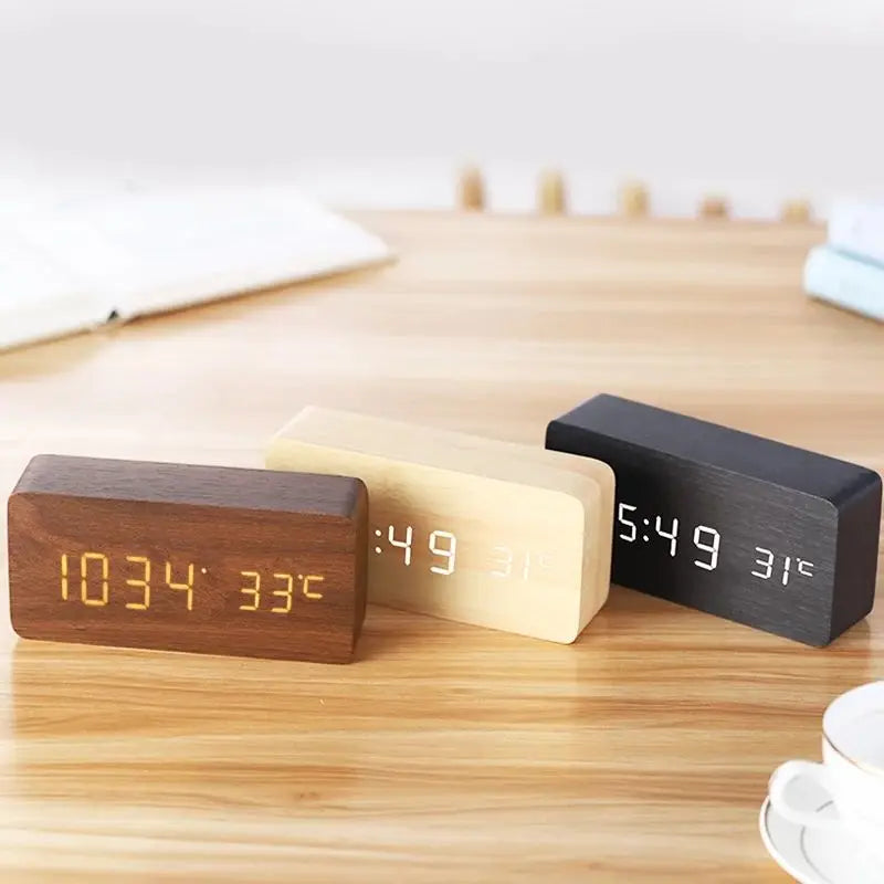 EcoTime Digitale Houten Wecker | LED-display | Modern Design | Stil | Milieuvriendelijk