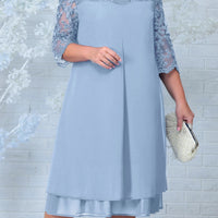 Elysian Elegance Plus Size Jurk | Exquisiet geborduurd bloemen patchwork ontwerp perfect voor herfstbruiloften en formele feesten
