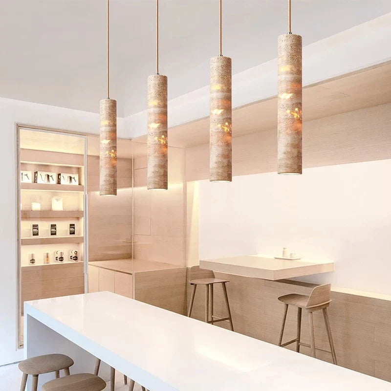 Crème Travertin Tube Hanglamp