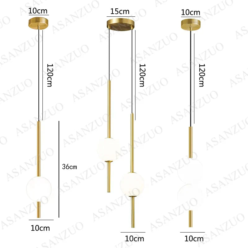 Moderne gouden hanglamp met bolvormige lampenkap | Minimalistische LED plafondlamp