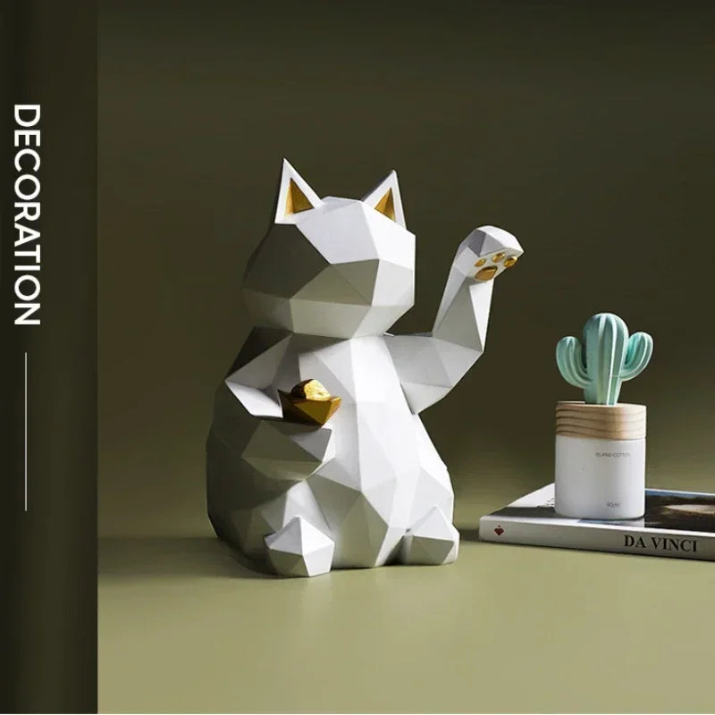 Noordse Minimalisme Geometrie Gelukskat Statuen