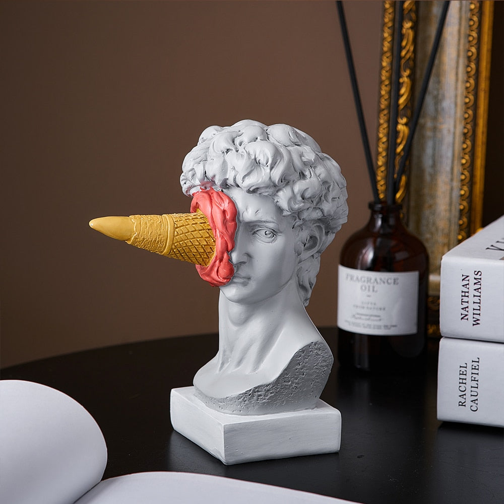 David Beeldje met IJsje Huisdecoratie Sculptuur