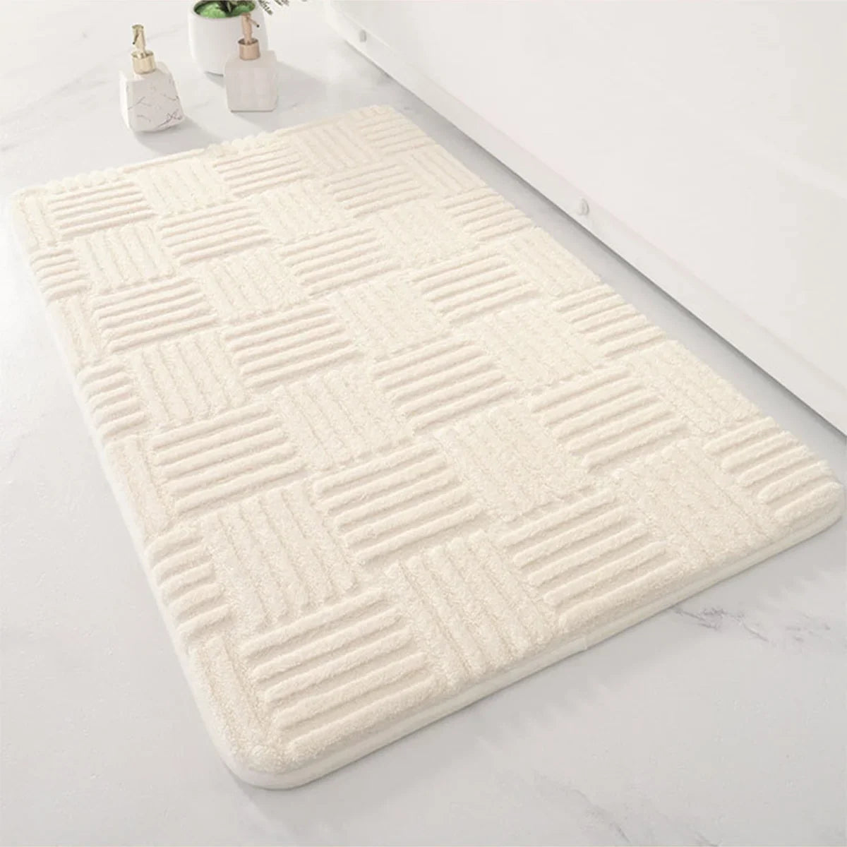 Arcadia - Dikke Gestreepte Antislip Badmat met Zacht en Absorberend Vermogen