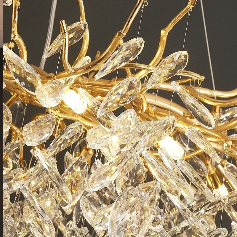 Exclusieve kroonluchter met kristallen bladeren – takken effect, moderne elegantie