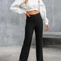 LuxeFit Chic Hoge Taille Casual Broek | Moeiteloos stijlvolle losse broek met elastische tailleband en functionele zakken voor ultiem comfort en veelzijdigheid in streetwear.