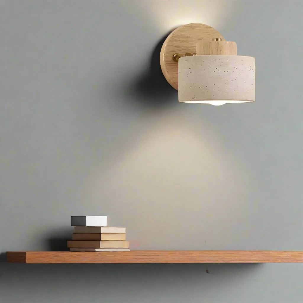 Studie Lezen Minimalistische Travertijn Steen Wandlamp