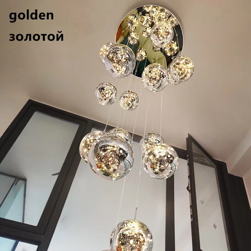 AstraLumen Glazen Bol Trap Chandelier Verhoogt Trapverlichting
