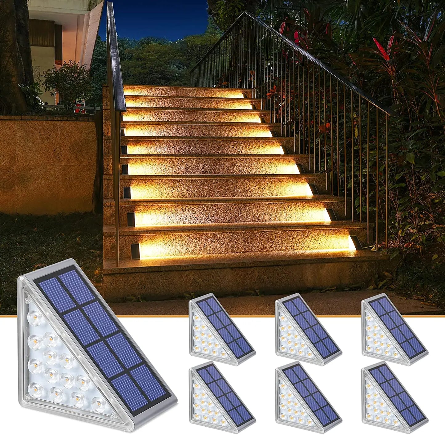 Set van zonne-LED-lampen voor het verlichten van trappen en tuinen