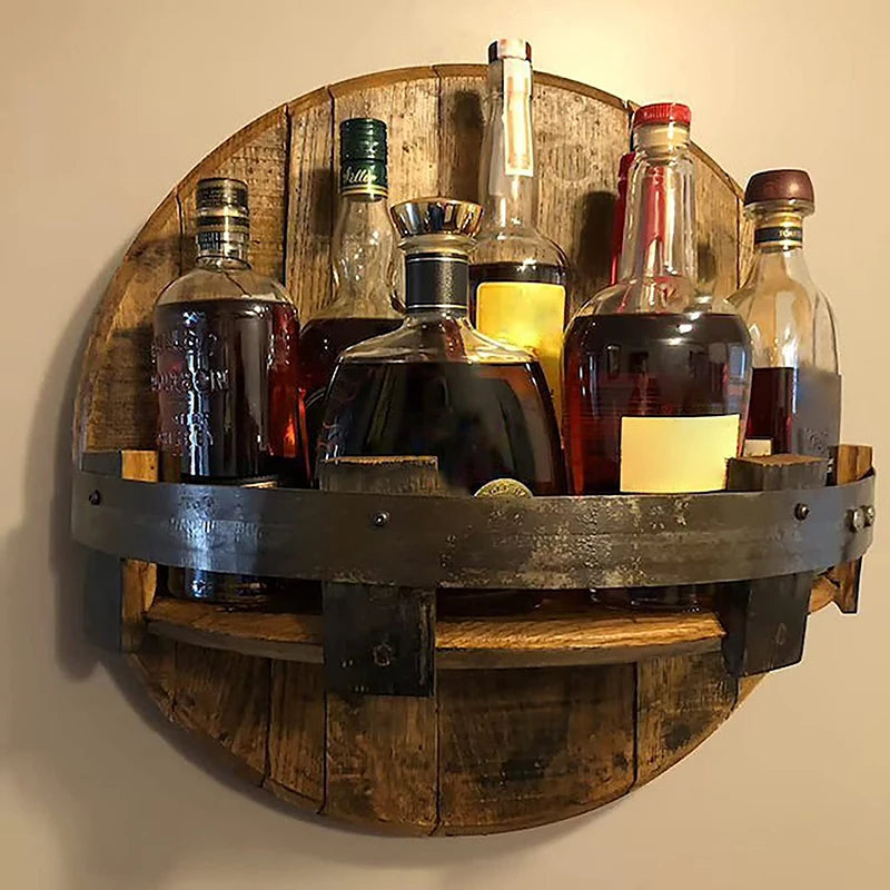 Vinoteca Luxe Houten Wijnfles Houder | Elegante muurdisplay voor het stijlvol presenteren van wijn- en whiskeyflessen met een vintage uitstraling