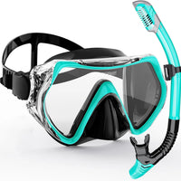 AquaVision Snorkelmasker Set voor Volwassenen | Anti-Fog & Schokbestendig | Siliconen Rand & Droge Snorkel | 180° Gezichtsveld