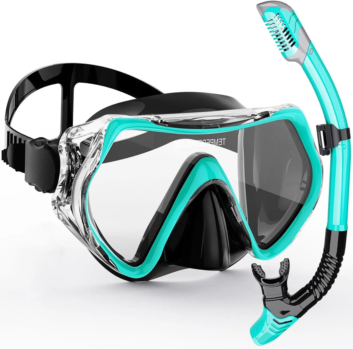 AquaVision Snorkelmasker Set voor Volwassenen | Anti-Fog & Schokbestendig | Siliconen Rand & Droge Snorkel | 180° Gezichtsveld