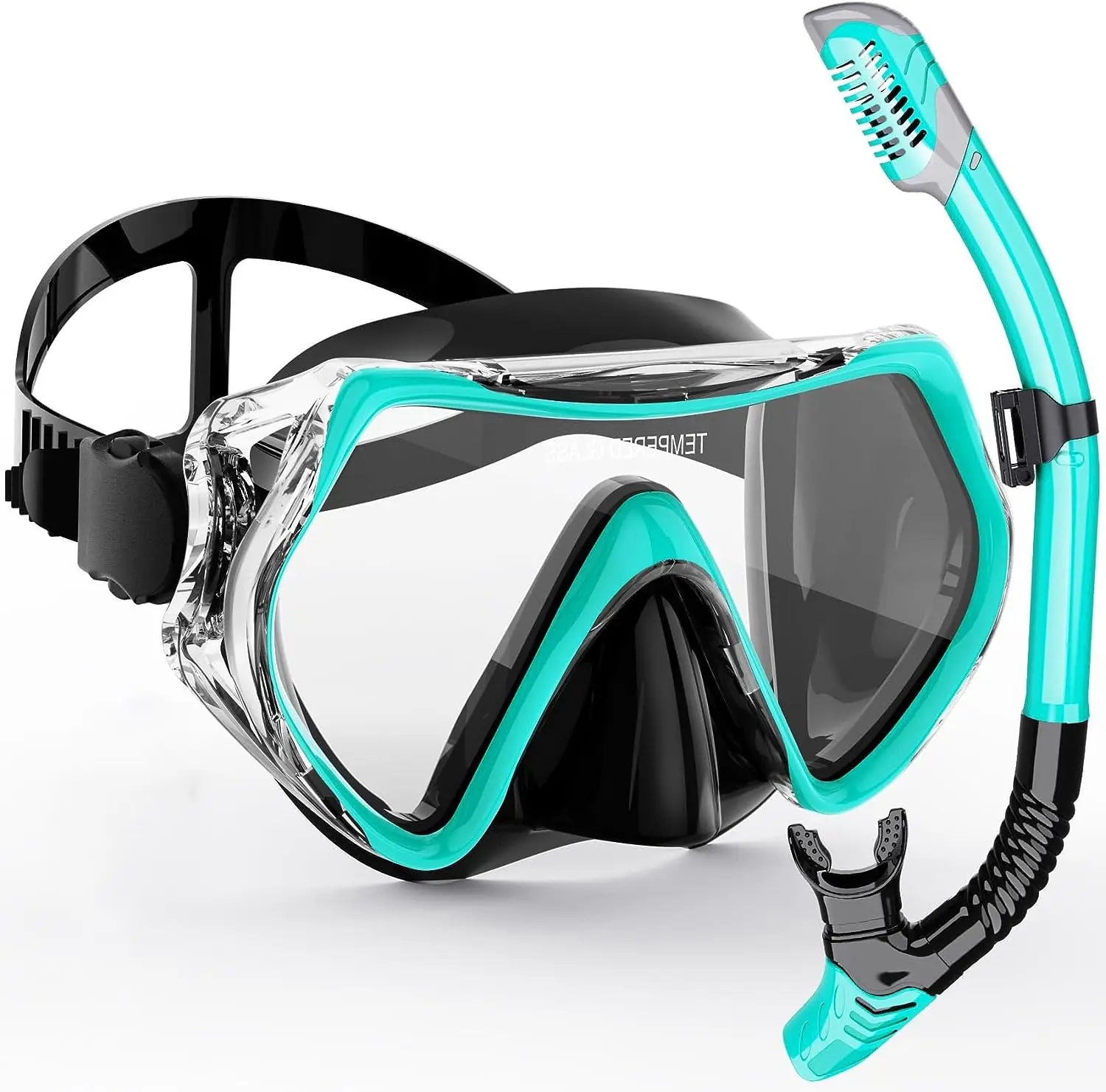 AquaVision Snorkelmasker Set voor Volwassenen | Anti-Fog & Schokbestendig | Siliconen Rand & Droge Snorkel | 180° Gezichtsveld