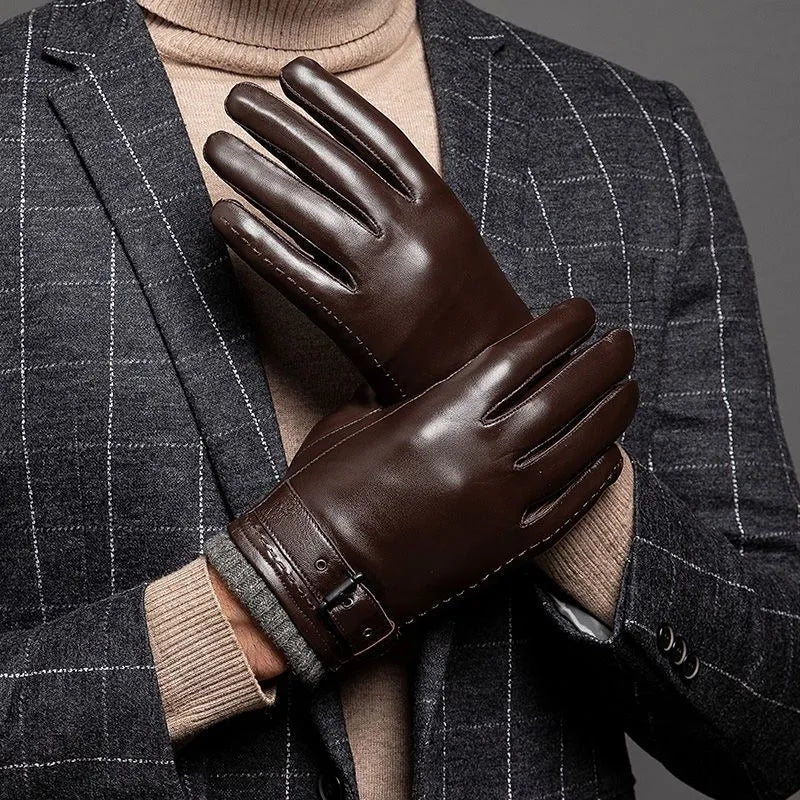Leren Handschoenen Met Kasjmier Manchetten Voor Koude Winterweersomstandigheden