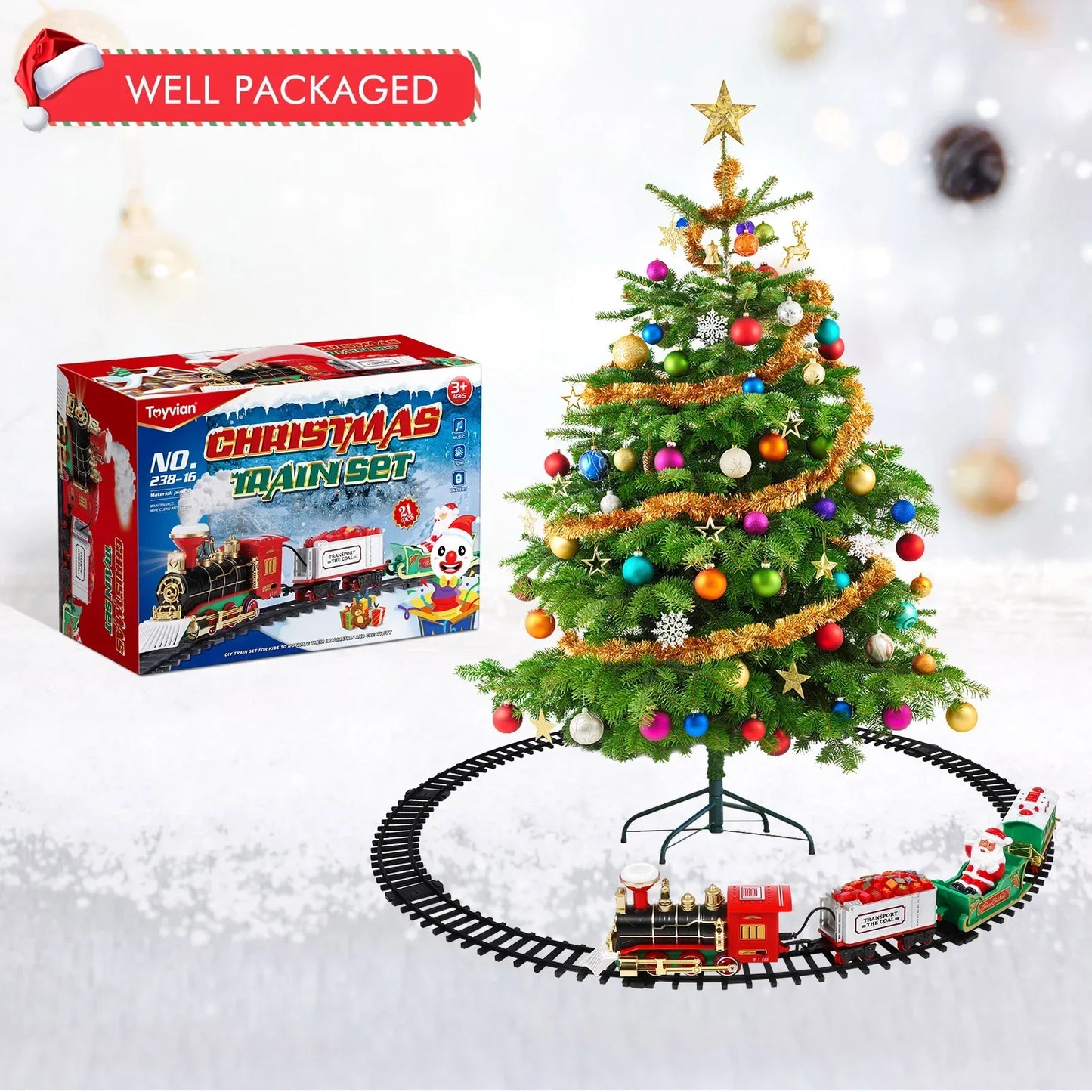 Elektrisch Treinset voor Kinderen – Met Rookeffect, Licht & Realistische Geluiden (Kerstcadeau)