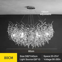Exclusieve kroonluchter met kristallen bladeren – takken effect, moderne elegantie