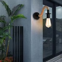 Retro wandlamp NoctiCord | Stijlvolle E27 bed- en loftverlichting met touw en hout