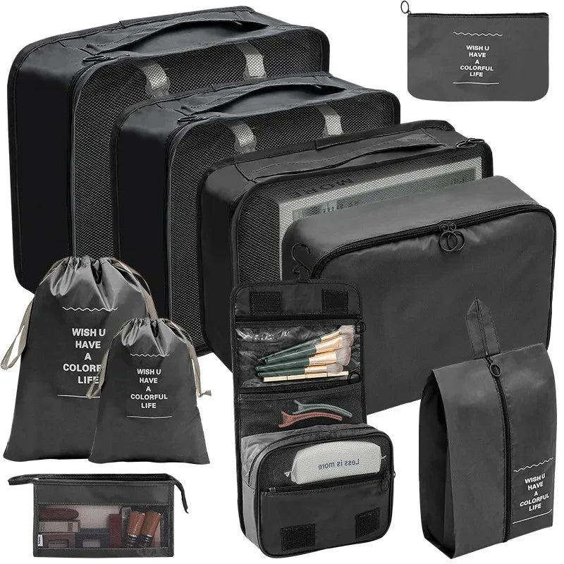 PackWunder Reisorganizer Set 7/8/9/10-delig | Opvouwbare Koffer-organizer | Voor kleding, schoenen & accessoires
