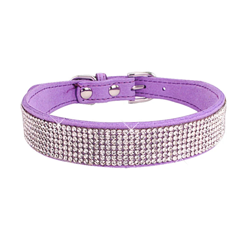 GlamourPaws Luxe Strass Hondenhalsband | Sprankelende met kristallen versierde halsband met een duurzame zinc alloy gesp, perfect voor kleine tot middelgrote honden en katten zoals Chihuahuas en Mopshonden.