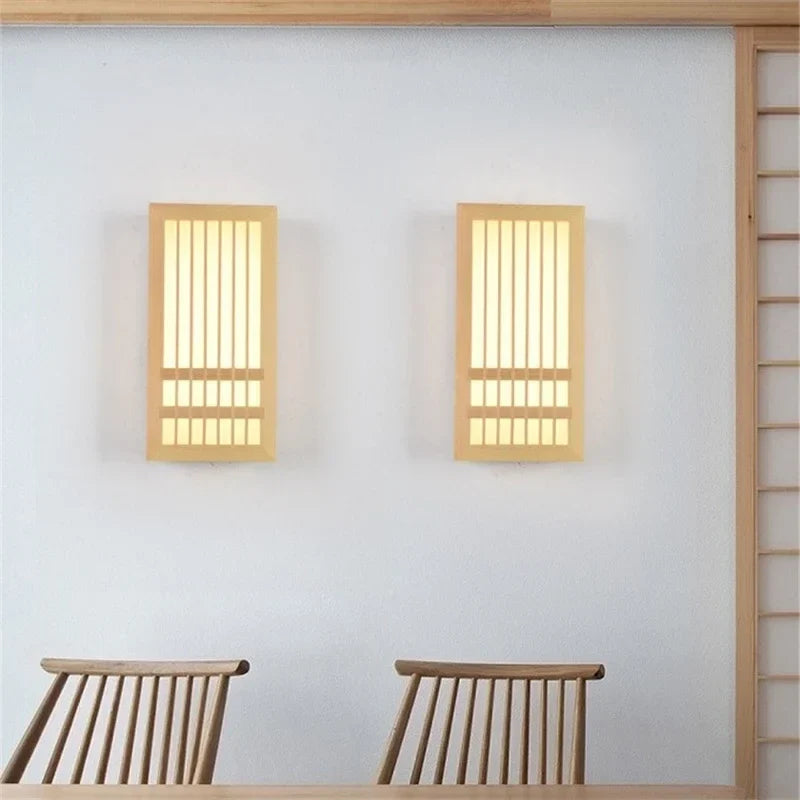 Japandi Houten Wandlamp LED Minimalistische Decoratieve Wandlamp
