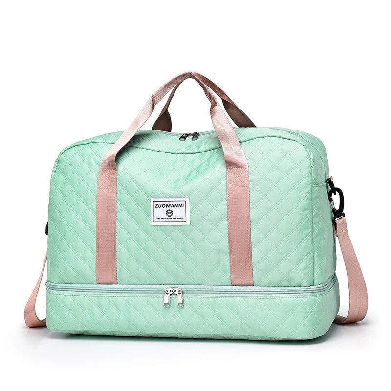 Raumio TravelFlex Lichte Reisetas met Ruitpatroon | Grote Sport- & Weekendtas met Schoenenvak & Vochtvak | Handbagagegeschikt & Opvouwbaar