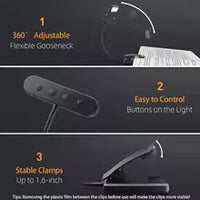Leeslamp FlexiRead | USB Oplaadbaar | 3 Lichtkleuren & Dimbaar | Clip & Flexibele Arm
