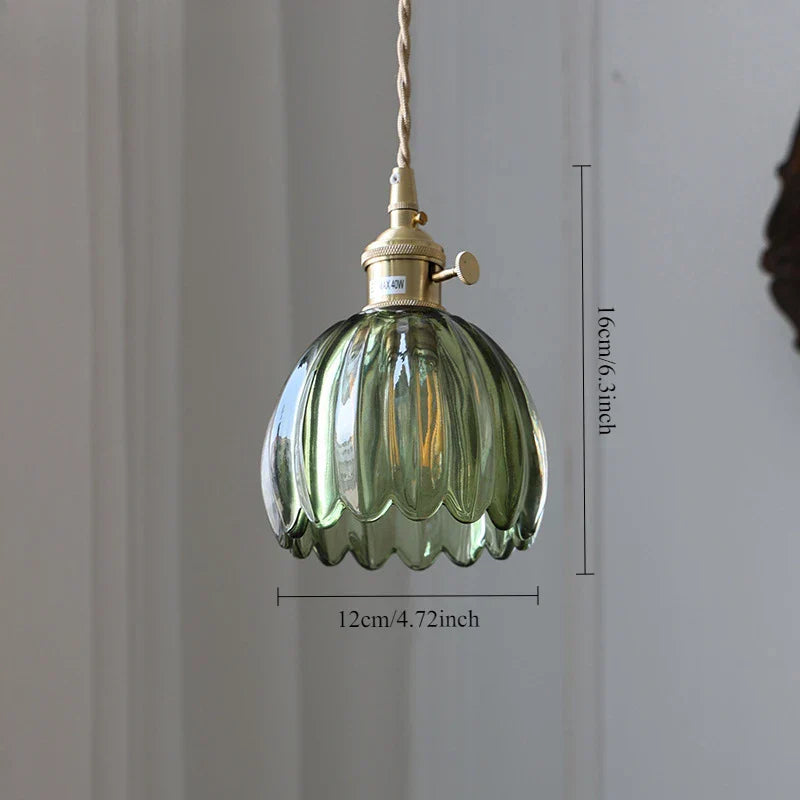 Retro wandlamp in de vorm van een tulp bloem – wandlamp met glazen kap en gouden afwerking
