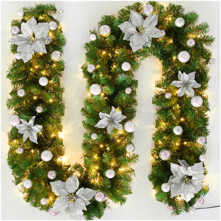 Luminarae | Kerstguirlande 2,7 m | Met LED-verlichting & dennen takken | Voor open haard, trapleuning & deurdecoratie | 5 Kleuren