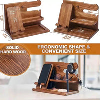 Skanto | Houten Nachtkastje Telefoon Dockingstation – Multifunctioneel Rek voor Portemonnee, Horloge en Opslag, Ideaal voor Valentijnsdag