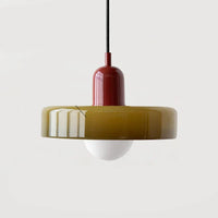 Moderne hanglamp met gekleurd glazen kap Bauhaus