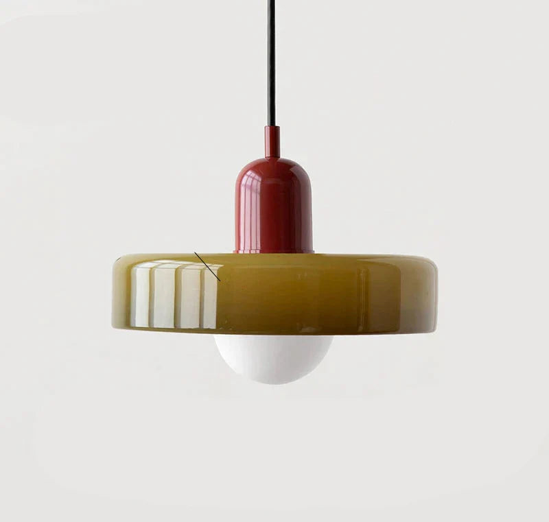 Moderne hanglamp met gekleurd glazen kap Bauhaus