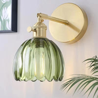 Retro wandlamp in de vorm van een tulp bloem – wandlamp met glazen kap en gouden afwerking