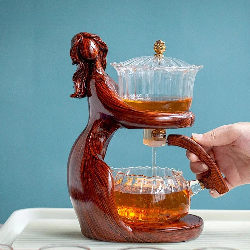 TeaLux Artisan Theepot Set | Elegante automatische theeset met hittebestendig glas en stijlvolle houder voor de perfecte brouwervaring
