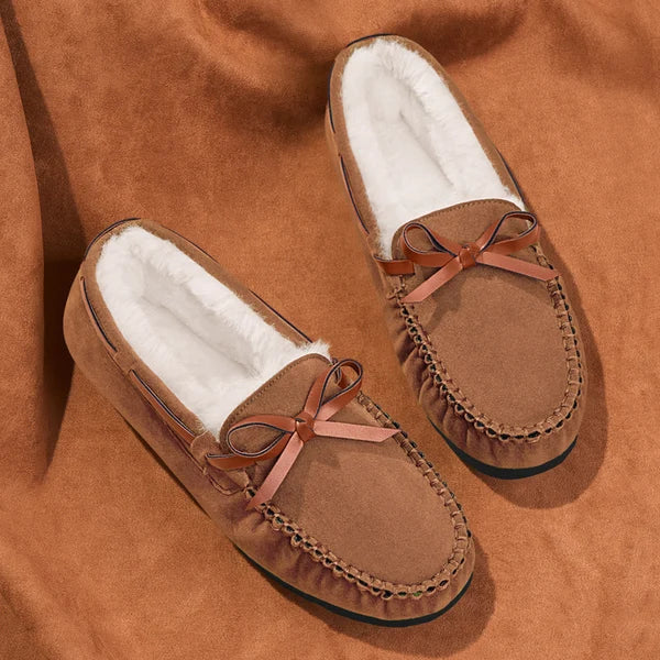 LuxeStep Elegante Moccasin Loafers | Chic strik-slippers met pluizige voering voor moeiteloze herfststijl en comfort