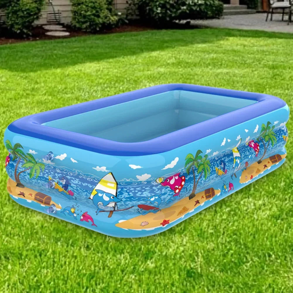 Luftolino Opblaasbaar Kinderzwembad | 110–180 cm | Extra Dikke PVC | Cartoon-Design voor Tuin & Balkon