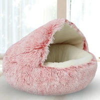 PurrLux Pluizig Kattenbed met Capuchon | Warm en zacht pluche kattennest voor ultieme ontspanning en comfort voor kleine en middelgrote huisdieren
