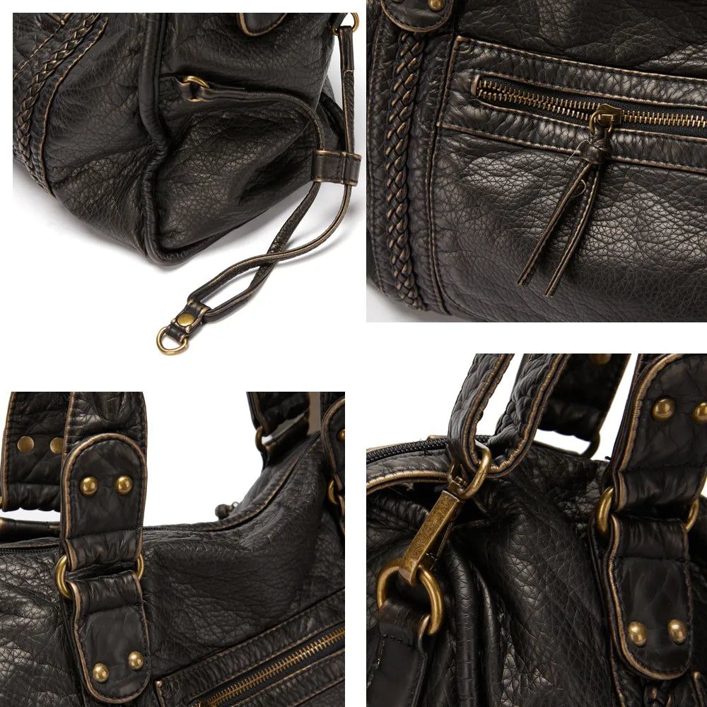 Handtas van PU-leer, Zwart – Shopper met afneembare schouderriem
